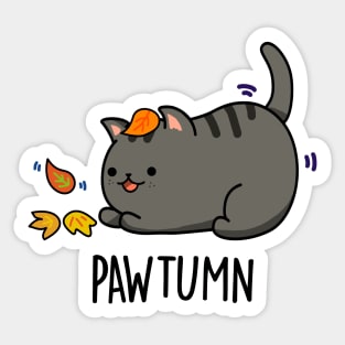 Pawtumn Cute Cat Autum Pun Sticker